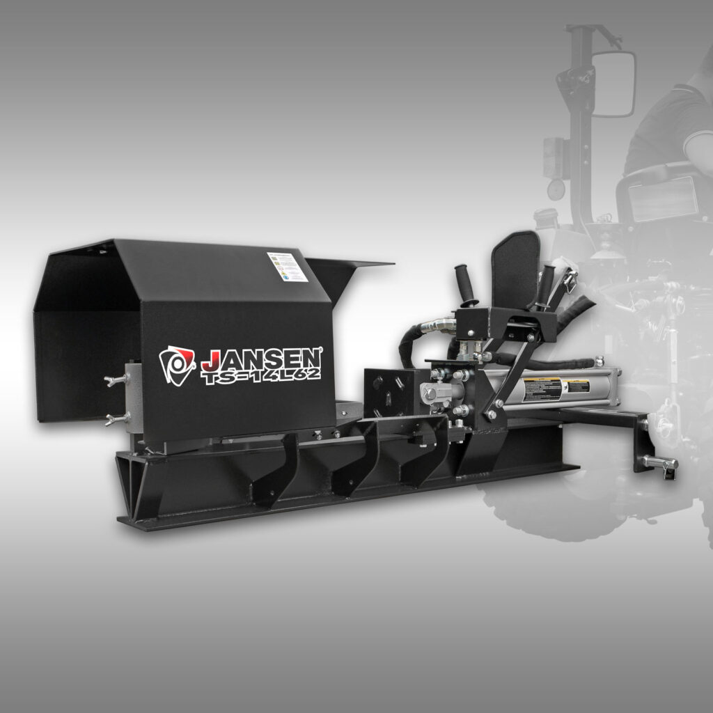 Compacte en krachtige tractor houtklover met 14 ton splijtdruk. De Jansen TS-14L62 is geschikt voor 3-puntsophanging, ideaal voor professioneel gebruik.