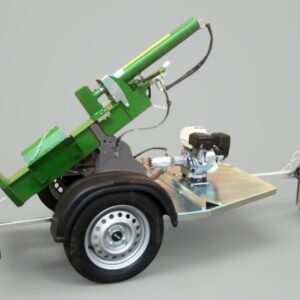 Houtklover met Honda GX200 OHV motor in aanhangwagen