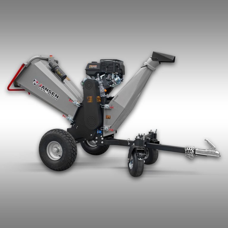 Jansen GTS-3000 Tuinversnipperaar, Houthakselaar met 15 PK motor in aanzicht