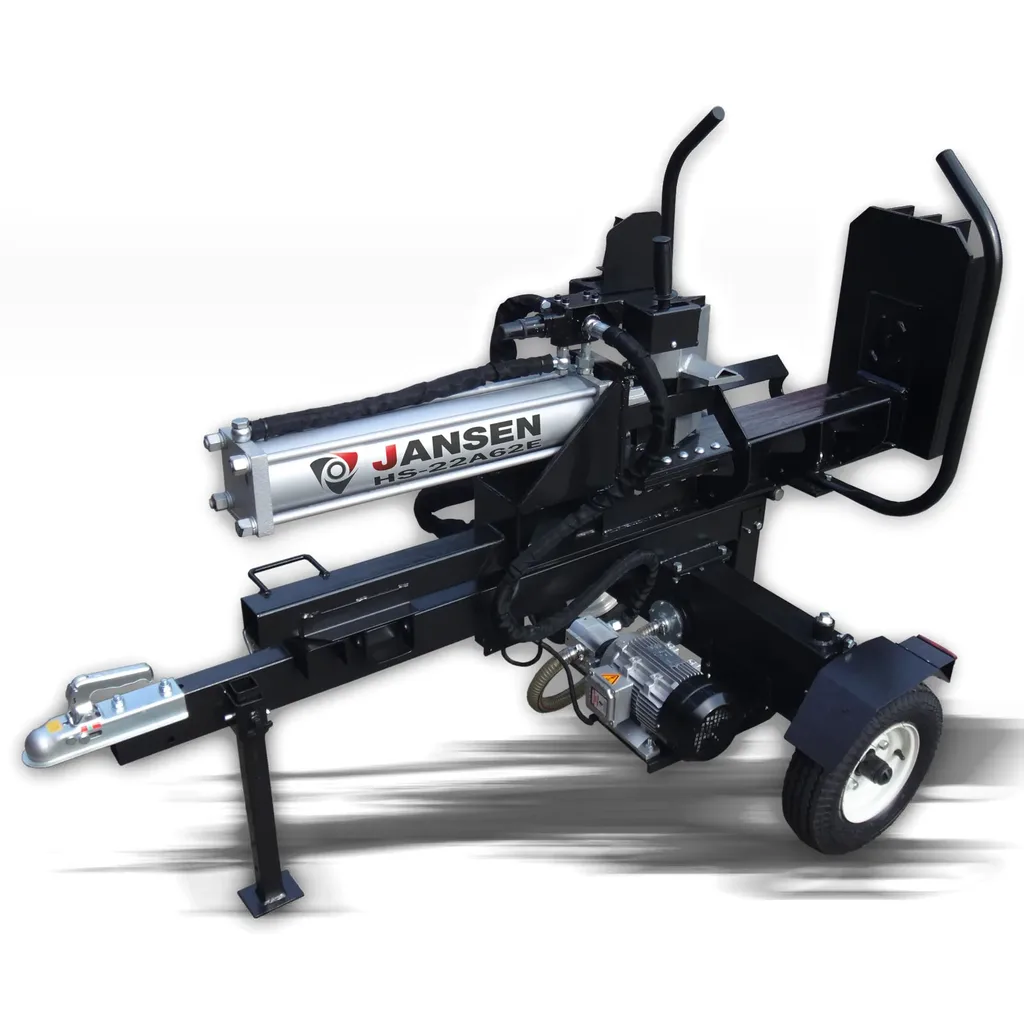 De HS-22A62E in liggende stand, met de cilinder horizontaal, de dissel en de wielen