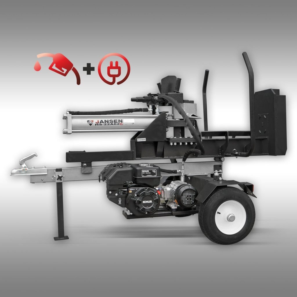 Jansen Houtklover HS-22A62K, benzine+elektro, 22 t, 62 cm, staand+