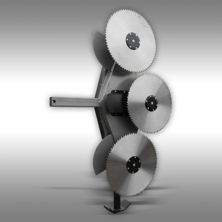 Jansen AS-600K Snoeizaag kop met drie zaagbladen, zijaanzicht