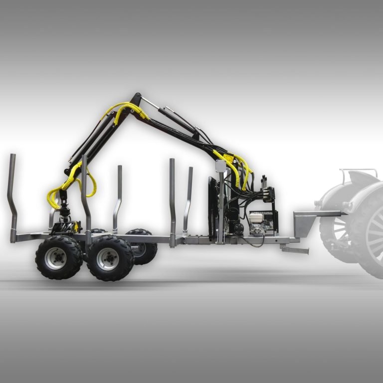 Jansen HRW-30 Bomentransport aanhanger met laadkraan zijaanzicht