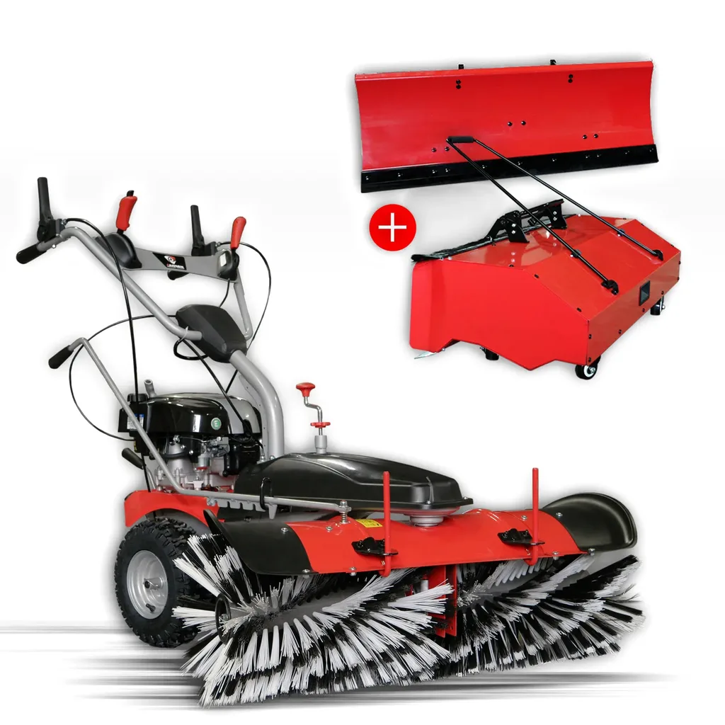 Jansen Veegmachine MKB-500BS, B&S 750EX Series, met sneeuwschild en opvangbak