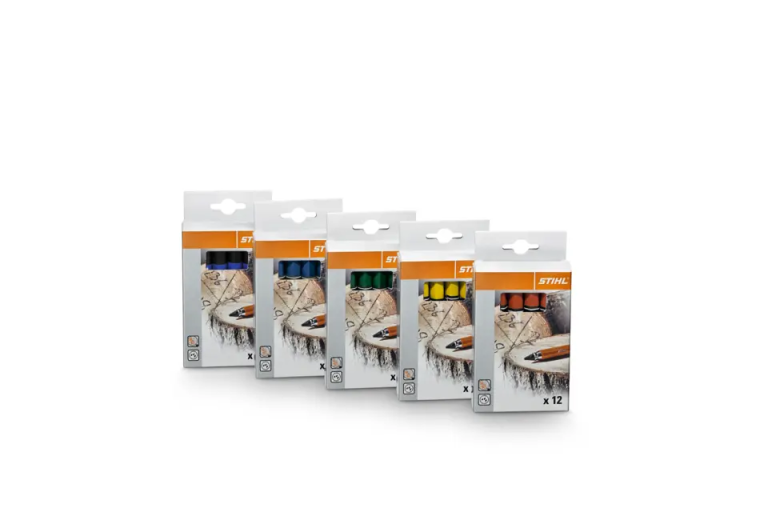 STIHL Markeerkrijt PRO blauw, bosbouwgereedschap in verpakking.