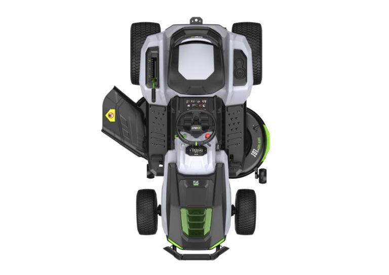 Bovenaanzicht van de 107CM TUINTRACTOR MET ZIJ-UITWORP (KIT)