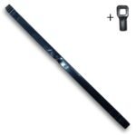 Hoofdaanzicht van een langwerpig, zwart gecoat muuranker met een sleutel met vierkant gat en een plus-icoon rechtsboven.