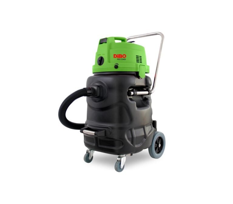 DIBO P81/2 WD Professionele Waterstofzuiger, groen en zwart, staand op een witte achtergrond.