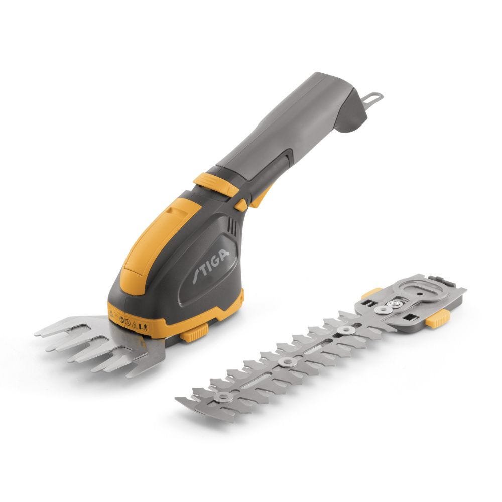 Stiga SGM 102 AE accu-multitool set met gras- en buxusschaar.