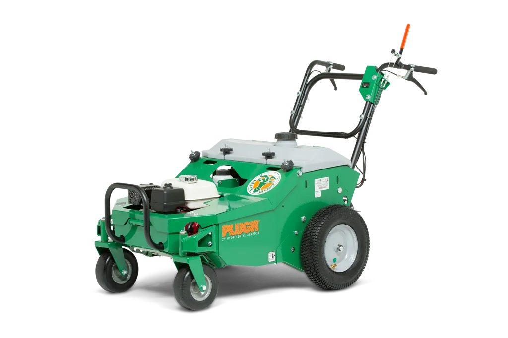 Billy Goat PL2501SPH gazonbeluchter, van links met opgeklapte stuurboom