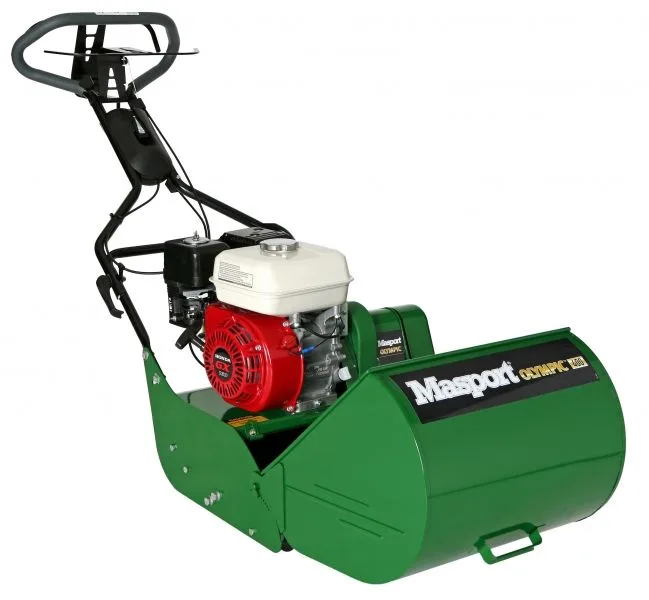Masport 400HXR kooimaaier van opzij, met groene kap en Honda motor
