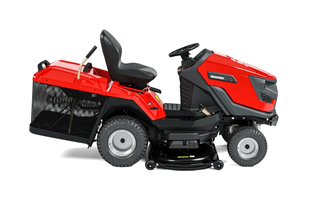 Snapper RTX122 zitmaaier met opvangbak van rechts
