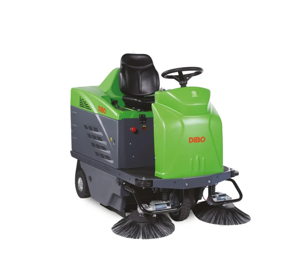 DiBo 1250 E 2B zitveegmachine met stuur en zitting, schuin van voren