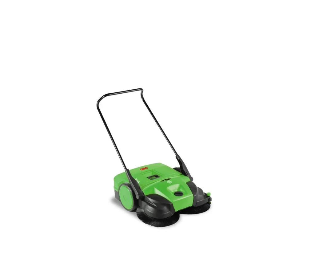 DiBo 750 M 2B handveegmachine met duwbeugel en twee zijborstels, schuin van voren