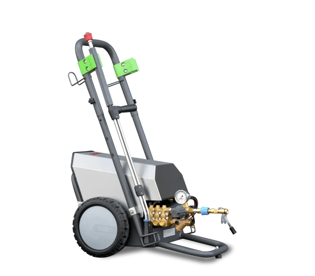 DiBo ECN-S 130/30 in RVS-uitvoering, met een behuizing van RVS en grote achterwielen