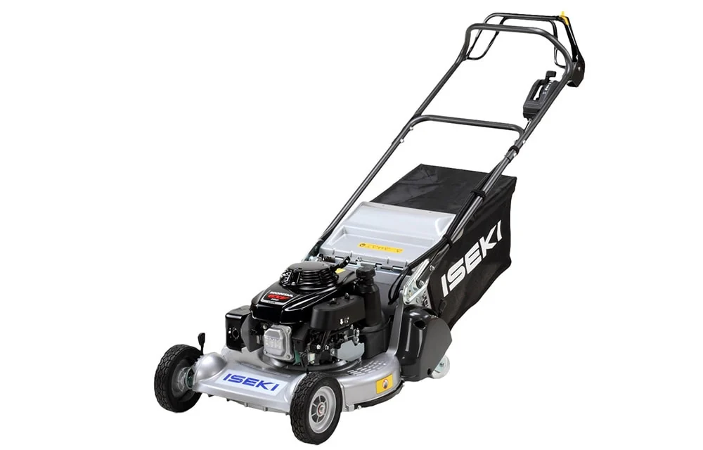 Iseki grasmaaier SW 8210 BRAE4 Wals schuin van voren, met Honda-motor, aluminium voorwielen en zwarte opvangzak