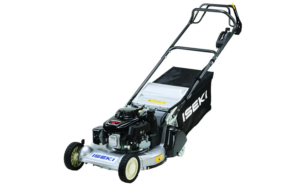 Iseki grasmaaier SW 8210 BRE4 Wals schuin van voren, met Honda-motor, kunststof voorwielen en zwarte opvangzak