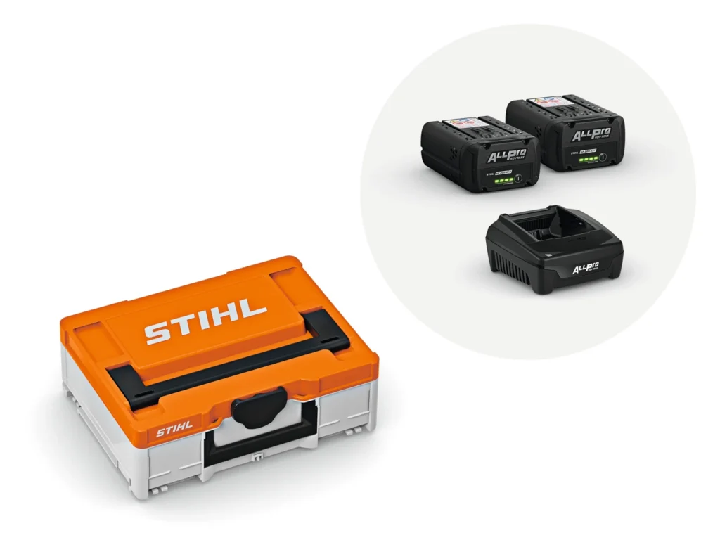 STIHL Power Box S met twee AP 200.0 P accu's en AL 301.1 lader