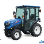Iseki TM 4270 met cabine vrijgesteld, met Stage V Diesel- en Made in Japan-logo