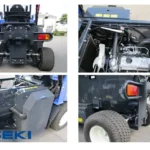 Vier detailfoto's van achterkant, motor, aandrijving en wiel van de SF 225