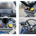 Vier detailfoto's van dashboard, schakelaars en stuur van de SF 225